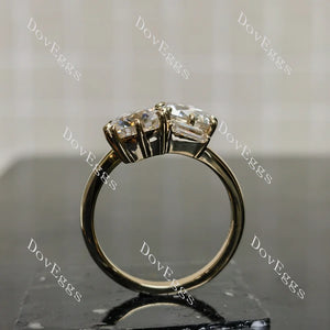Two-Stone Lab Diamond Ring with Baguette Accents (LGD/Moissanite) in 10K/14K/18K Gold or Platinum | DovEggs