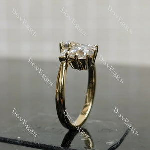 Two-Stone Lab Diamond Ring with Baguette Accents (LGD/Moissanite) in 10K/14K/18K Gold or Platinum | DovEggs