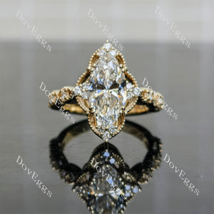 Marquise vintage moissnaite engagement ring front view| Doveggs