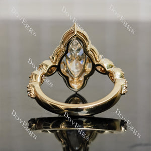 Marquise vintage moissnaite engagement ring bottom view| Doveggs
