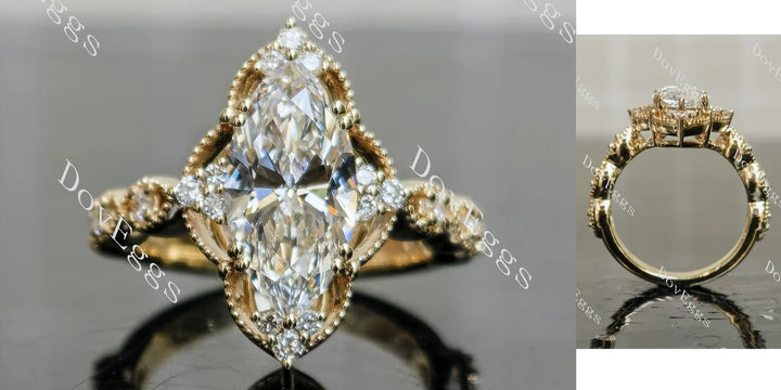 Best place to buy lab grown diamonds: Vintage halo pave ring setting from DovEggs with moissanite or diamond accents.