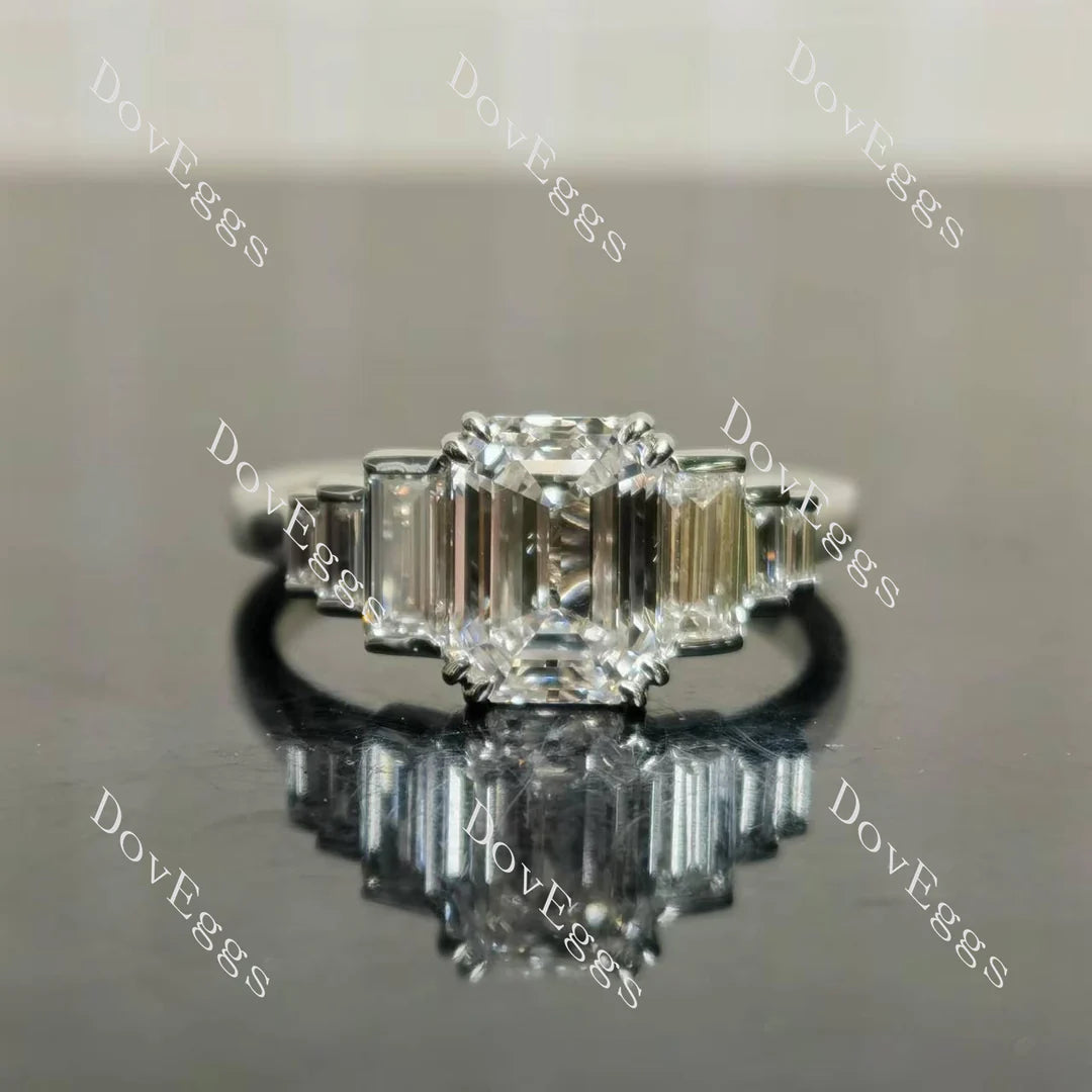 Lab Diamond Ring with Round & Baguette Accents in 10K/14K Gold or Platinum | DovEggs