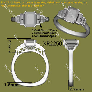 Lab Diamond Ring with Round & Baguette Accents in 10K/14K Gold or Platinum | DovEggs