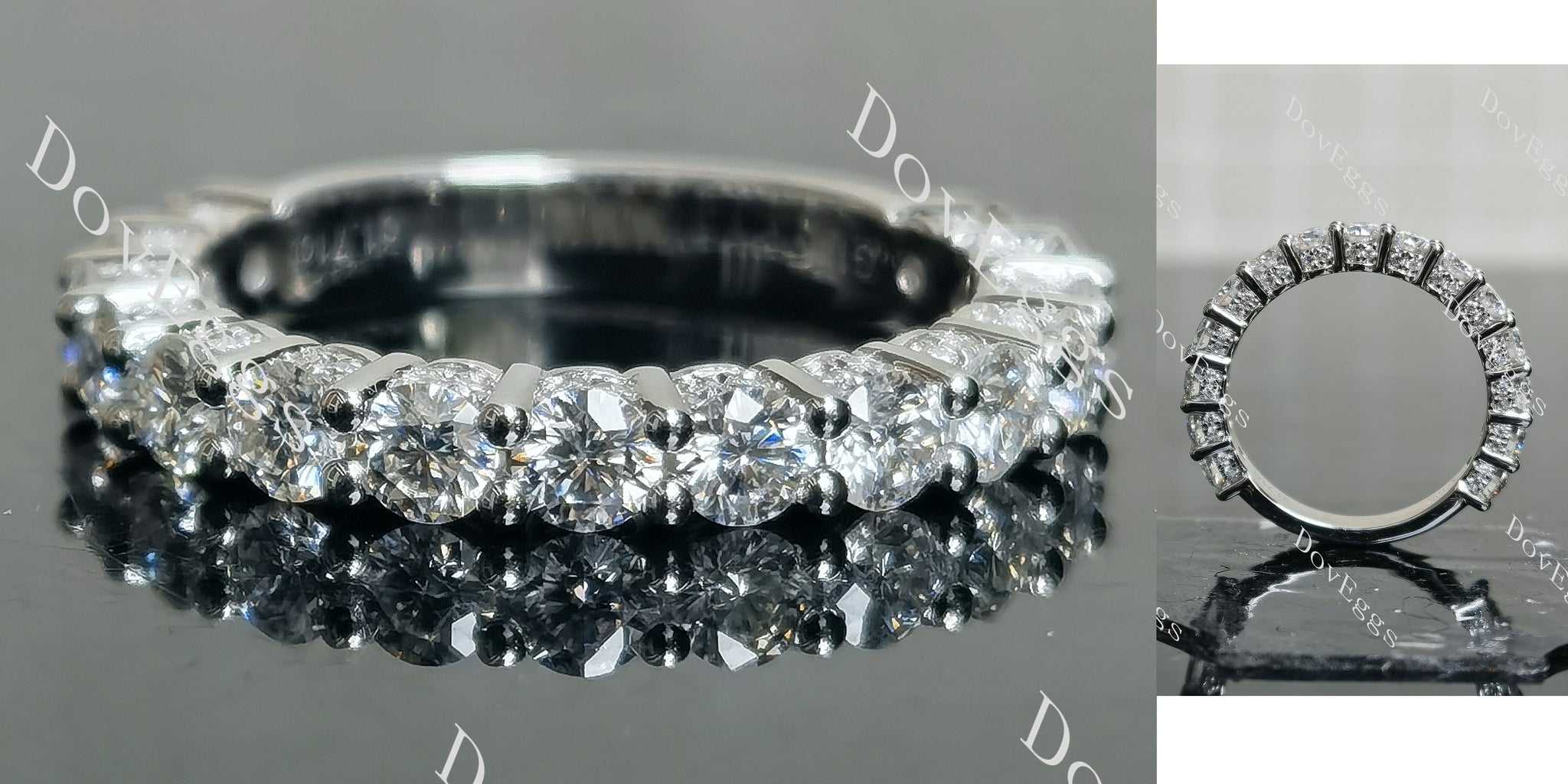 Round 3/4 eternity pave moissanite/lab grown diamond wedding band main view|Doveggs