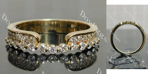 Round pave art deco wedding band main view | Doveggs
