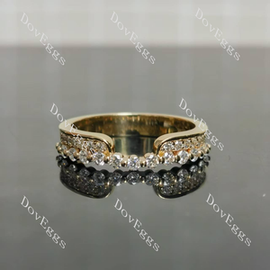 Round pave art deco wedding band front view | Doveggs