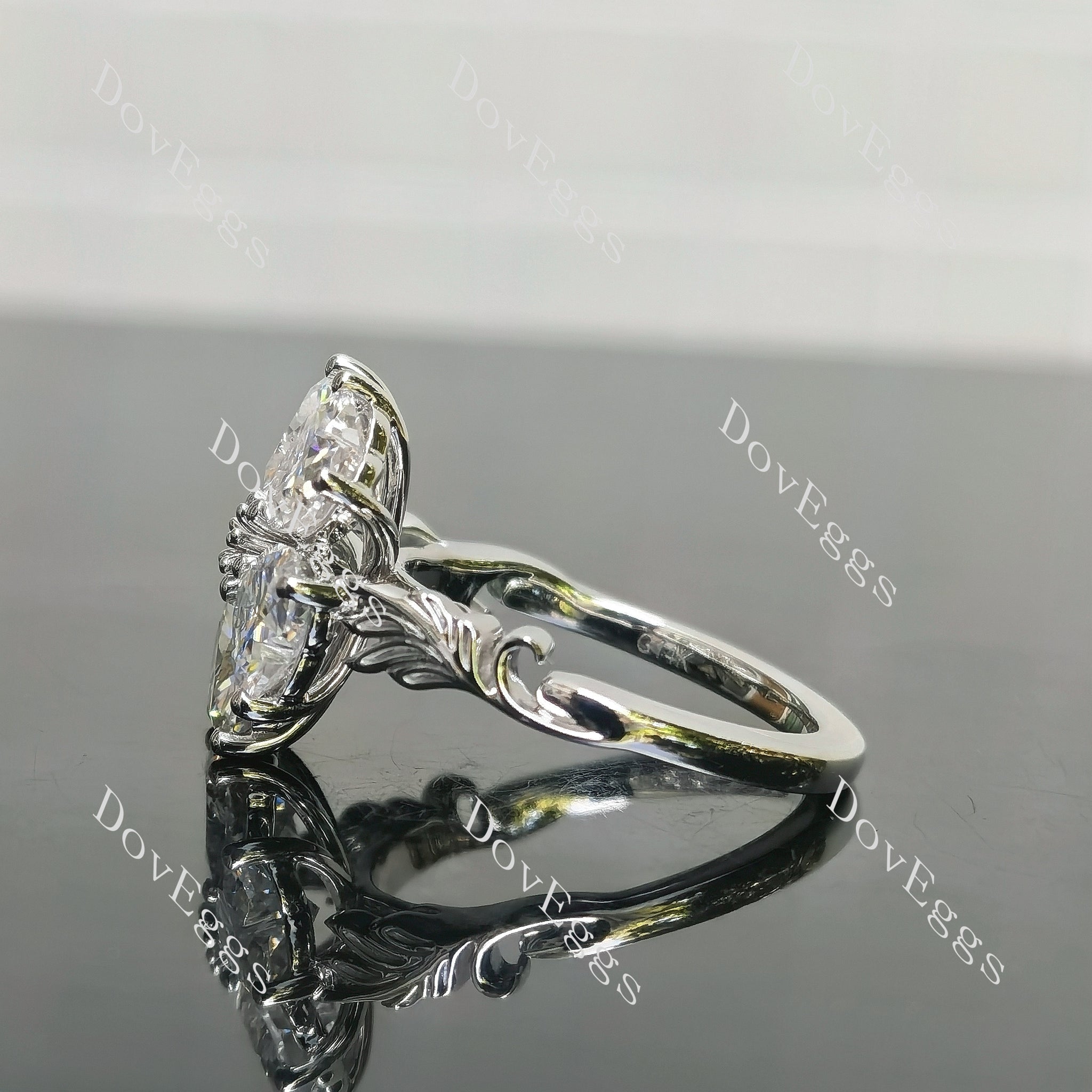 Hand carved sterling silver moissanite rings| Doveggs