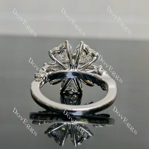 Heart floral art deco moissanite engagement ring bottom view| Doveggs