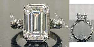 Platinum Solitaire Emerald-Cut Moissanite Ring| DovEggs