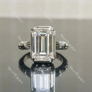Platinum Solitaire Emerald-Cut Moissanite Ring | DovEggs