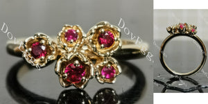 Round floral vintage art deco colored gem wedding band|Doveggs