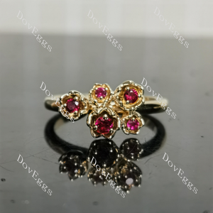 Round floral vintage art deco colored gem wedding band front view|Doveggs