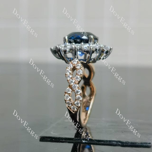 Round floral vintage art deco colored gem engagement ring side view|Doveggs