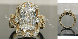 Radiant vintage art deco sparkle moissanite engagement ring main view|Doveggs