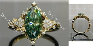 Marquise vintage colored moissanite engagement ring main view|Doveggs