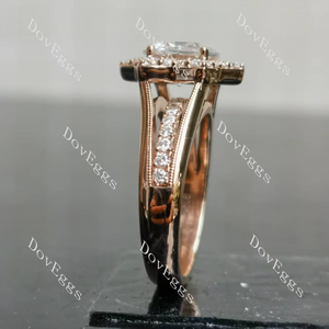 Octagon floral pave moissanite engagement ring|Doveggs