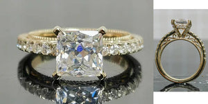 10K Yellow Gold Princess Astro Cut Moissanite Ring (2ct DEF Colorless) | DovEggs