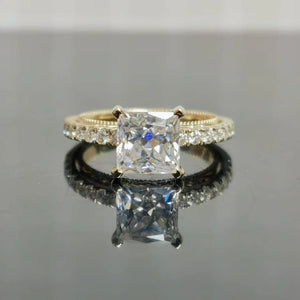 10K Yellow Gold Princess Astro Cut Moissanite Ring (2ct DEF Colorless) | DovEggs