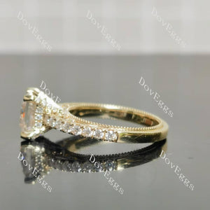 Pave hidden halo moissanite in 10k yellow gold engagement ring|Doveggs
