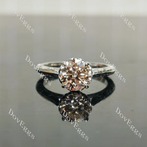Round basket moissanite engagement ring front view|Doveggs