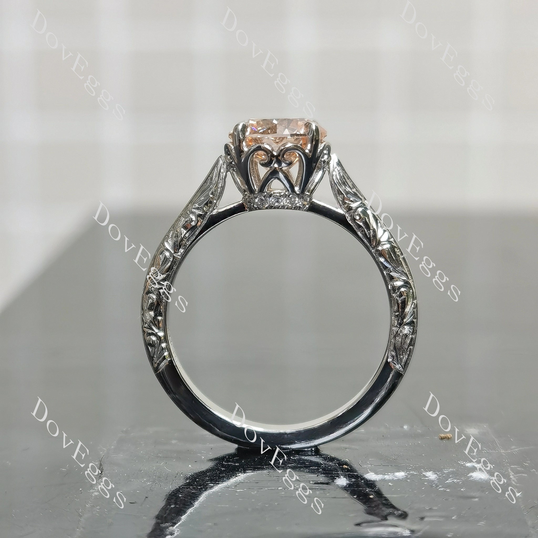 basket hand carved moissanite engagement ring|Doveggs