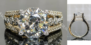 Octagon pave vintage moissanite engagement ring main view|Doveggs