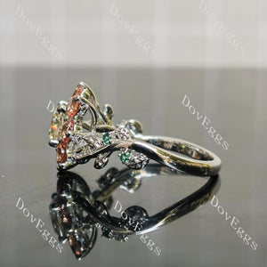 petals and leaves floral art deco colored gem engagement ring|Doveggs