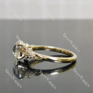 yellow gold side stone moissanite engagement ring|Doveggs