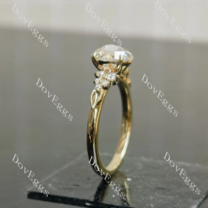 Oval moissanite side stone yellow gold engagement ring|Doveggs