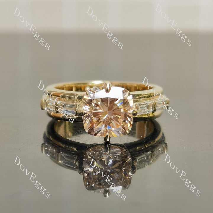 Side stones engagement ring only semi-mount only(Exclusively to DovEggs Stones)