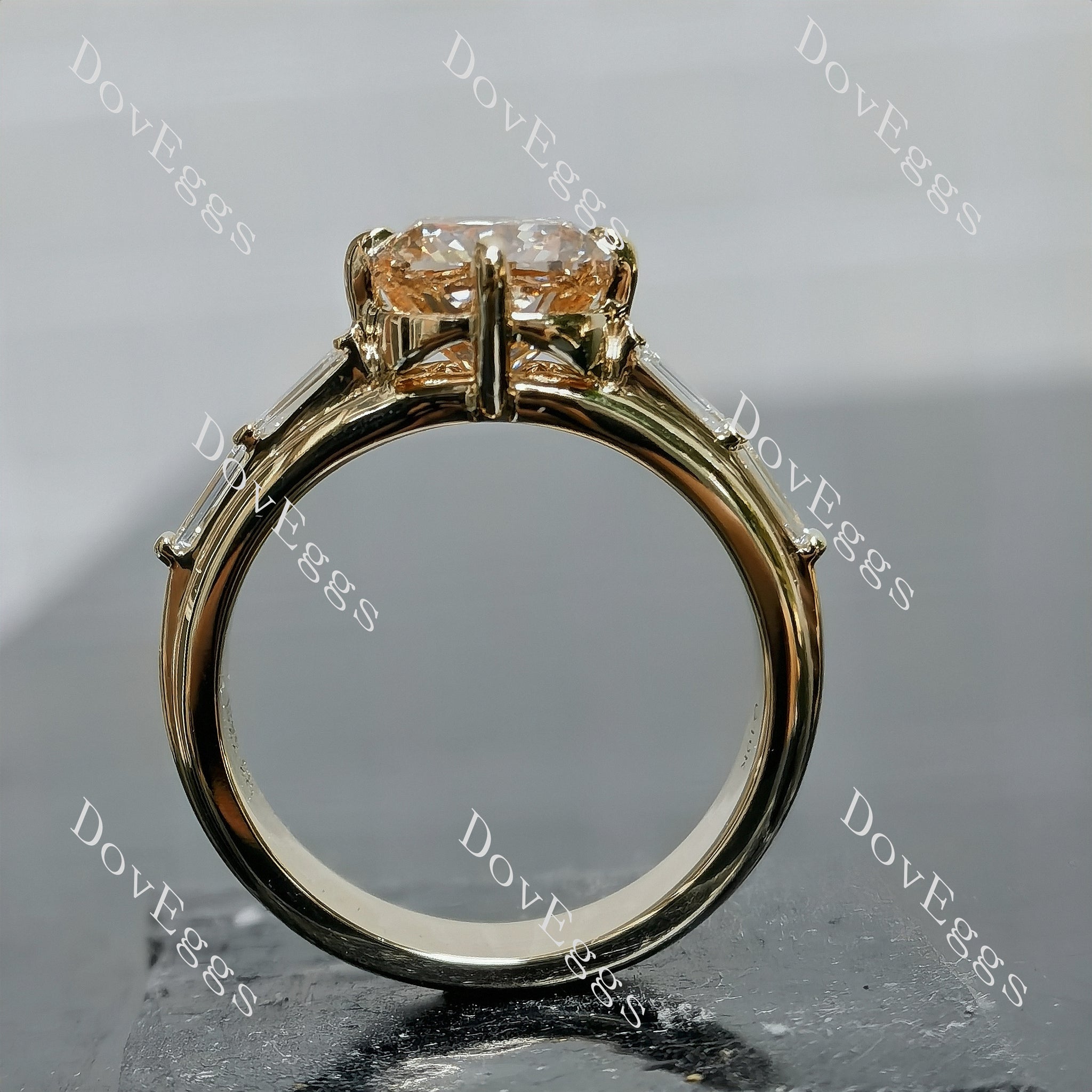 Baguette-Accented Lab Diamond Ring in 10K/14K/18K Gold or Platinum | DovEggs