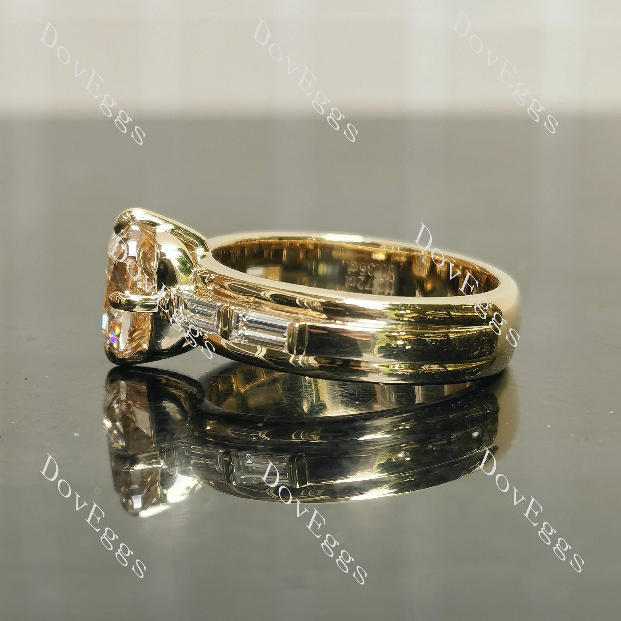 Baguette-Accented Lab Diamond Ring in 10K/14K/18K Gold or Platinum | DovEggs