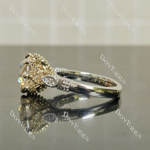 Two tone basket round engagement ring| Doveggs