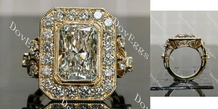 Vintage Halo Lab Grown Diamond Ring in 10K/14K/18K Gold or Platinum | DovEggs