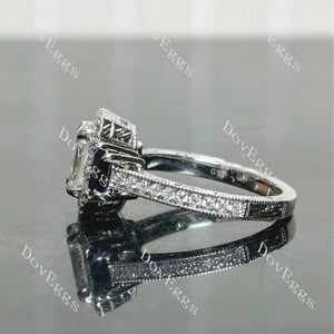 Pave stones bead edge moissanite engagement ring| Doveggs