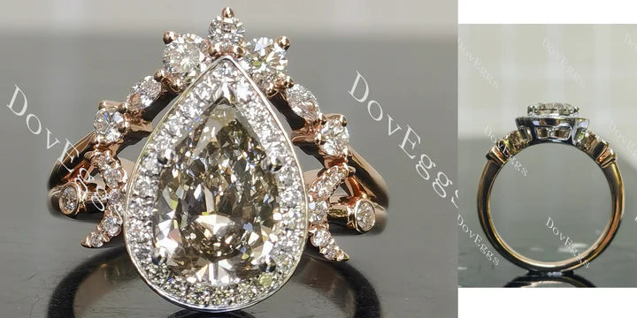 Lab Diamond Ring with 1.5×3mm Marquise & ≤2.8mm Round Accents (Moissanite/LGD/Gem) in 10K/14K/18K Gold or Platinum | DovEggs
