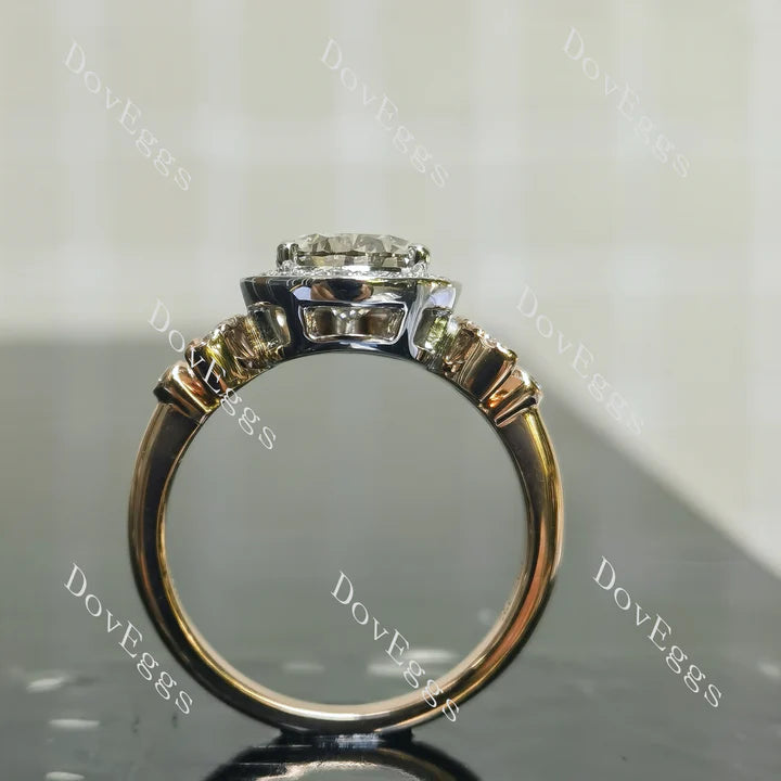 Lab Diamond Ring with 1.5×3mm Marquise & ≤2.8mm Round Accents (Moissanite/LGD/Gem) in 10K/14K/18K Gold or Platinum | DovEggs