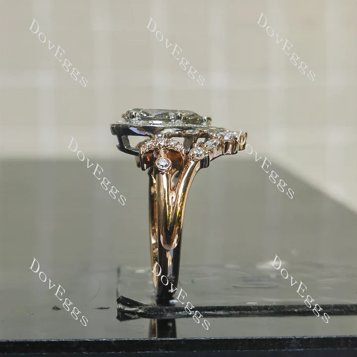Lab Diamond Ring with 1.5×3mm Marquise & ≤2.8mm Round Accents (Moissanite/LGD/Gem) in 10K/14K/18K Gold or Platinum | DovEggs
