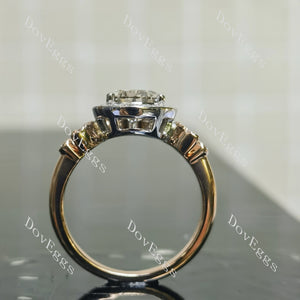 Pear art deco two tone moissanite engagement ring|Doveggs