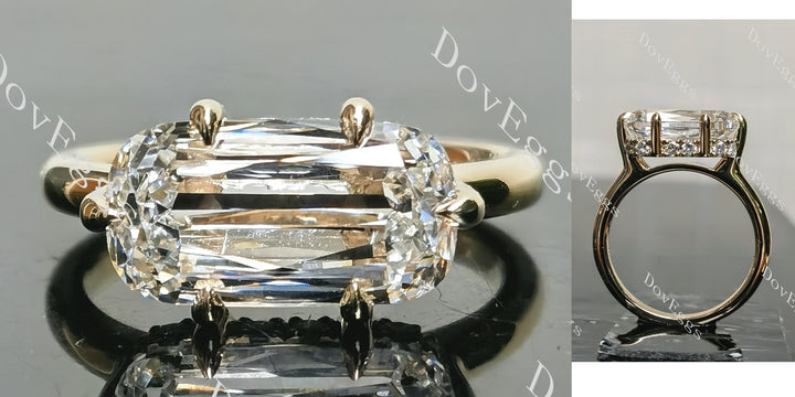 Cushion hidden halo moissanite engagement ring main view| Doveggs