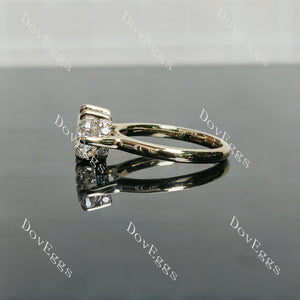 Cushion pave moissanite yellow gold engagement ring| Doveggs