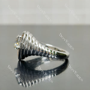 Hand carved sterling silver moissanite ring | Doveggs