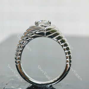 Hand carved solitaire sterling silver moissanite ring| Doveggs