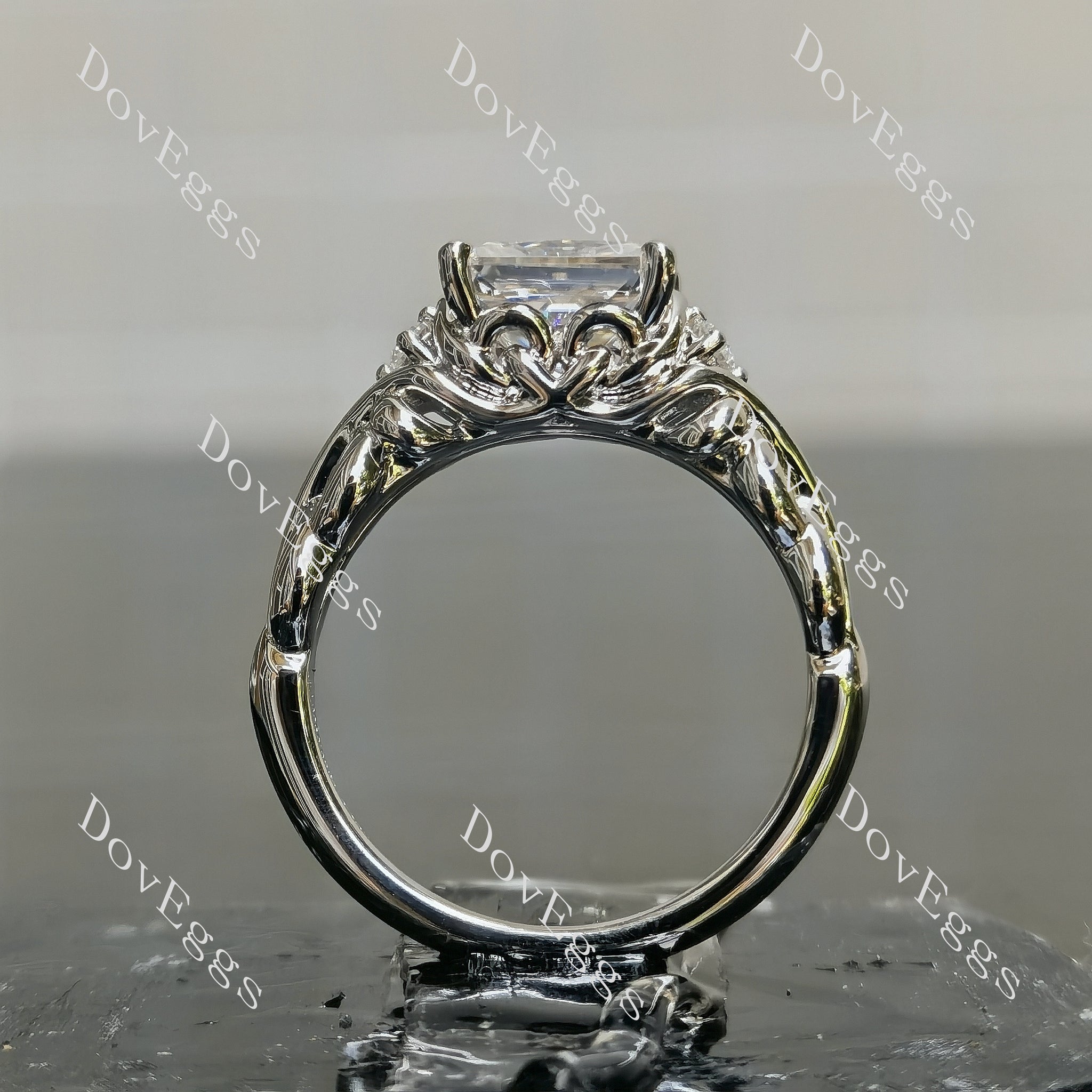 Radiant pattern braided carved moissanite engagement ring| Doveggs