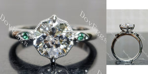 Octagon art deco side stones moissanite engagement ring main view| Doveggs