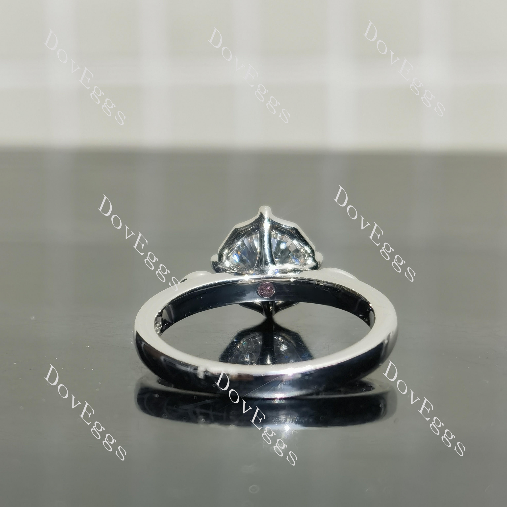 Octagon art deco side stones with colored gem engagement ring bottom view| Doveggs