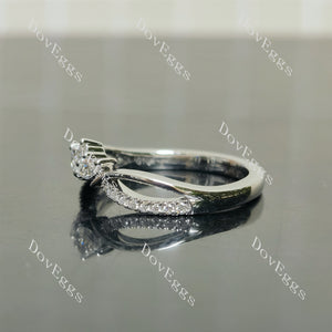 Round curved vintage moissanite silver wedding band|Doveggs