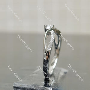 Round marquise curved vintage moissanite stacking wedding band side view|Doveggs