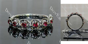 Feminine and rose floral vintage half/full eternity wedding band main view| Doveggs