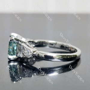 Radiant side stones moissanite white gold engagement ring| Doveggs